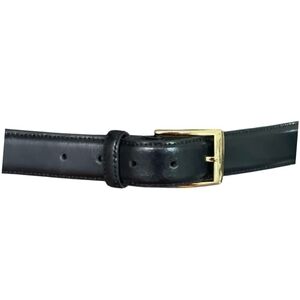 Mens Belt JOS. A. BANK Black Fine Italian Leather Gold Square Buckle Dress Pants